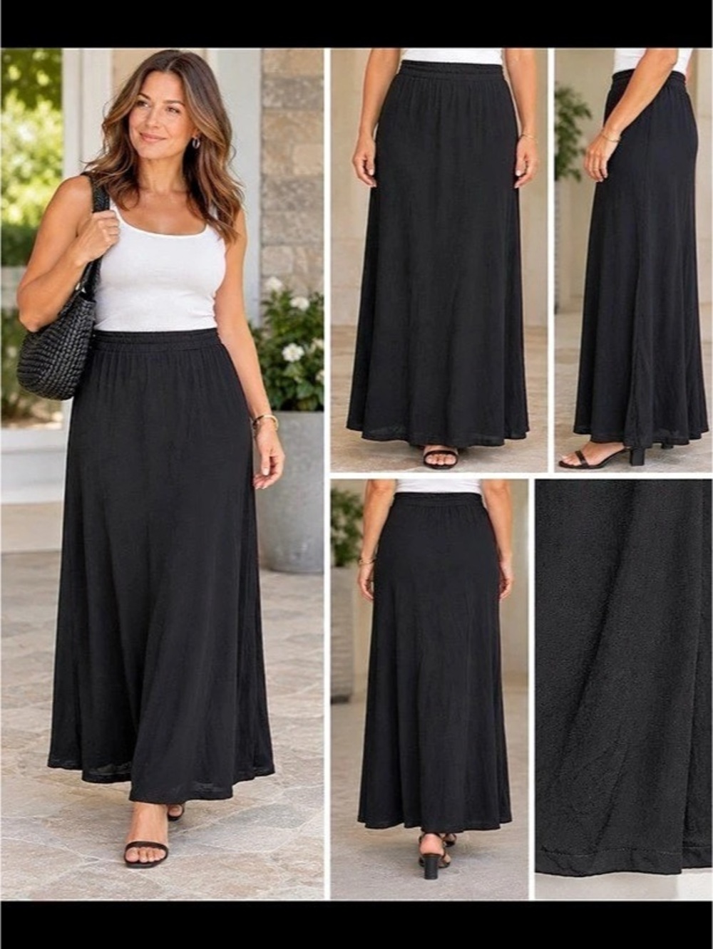Vintage GHOST Black Maxi Skirt Size 100% rayon made in England Medium